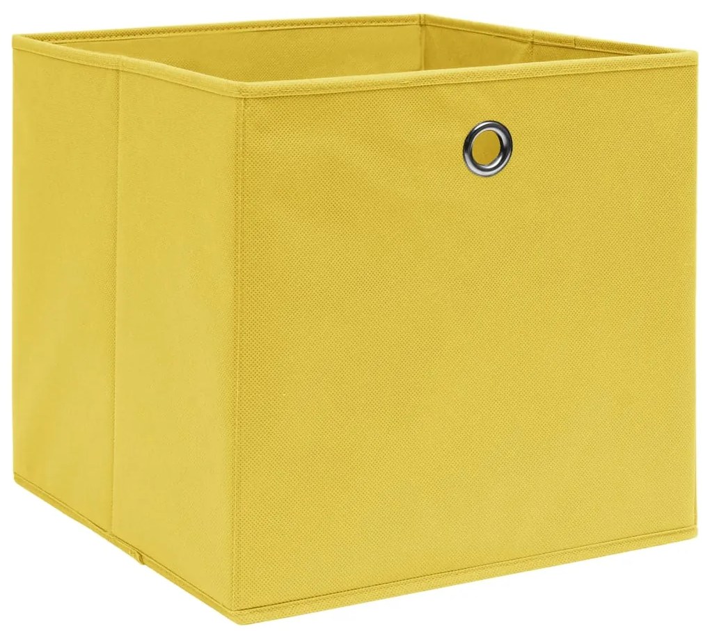 Caixas arrumação 10 pcs 28x28x28 cm tecido-não-tecido amarelo