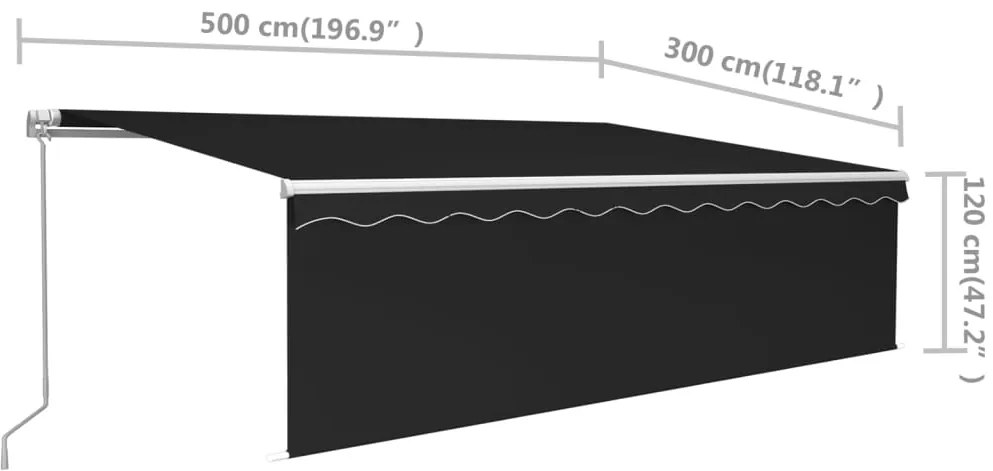 Toldo retrátil manual com estore 5x3 m antracite