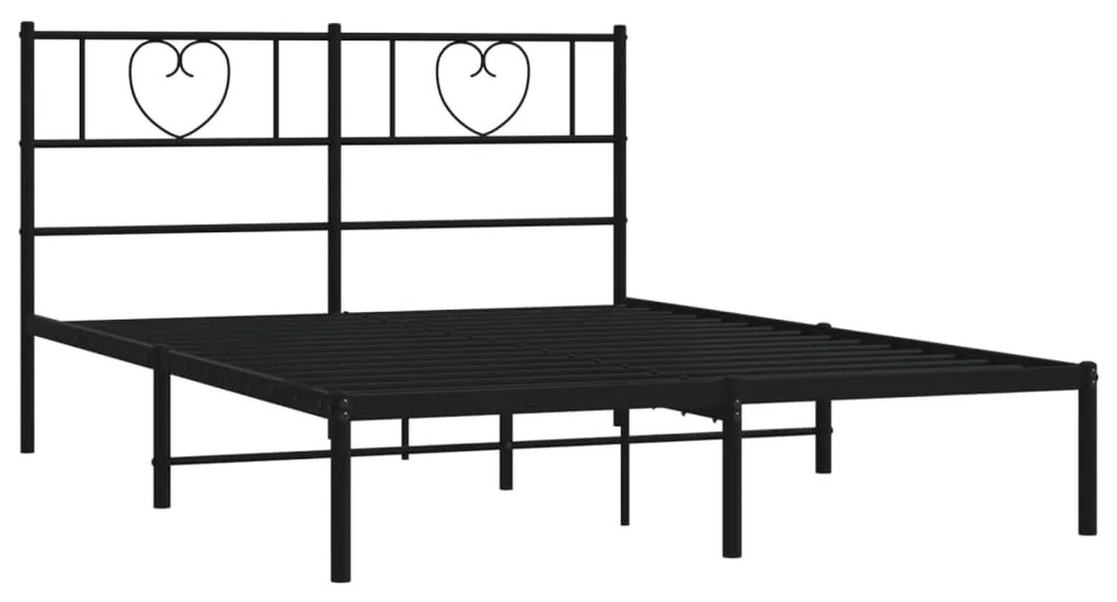 Estrutura de cama em metal com cabeceira 150x200 cm preto