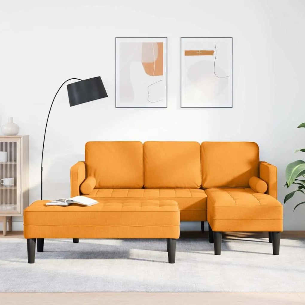 Conjunto de Sofá de 2 Peças com Almofadas Tecido Amarelo Escuro