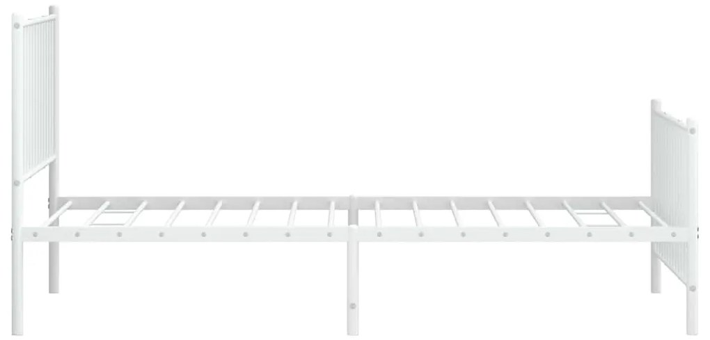 Estrutura de cama com cabeceira e pés 100x190 cm metal branco