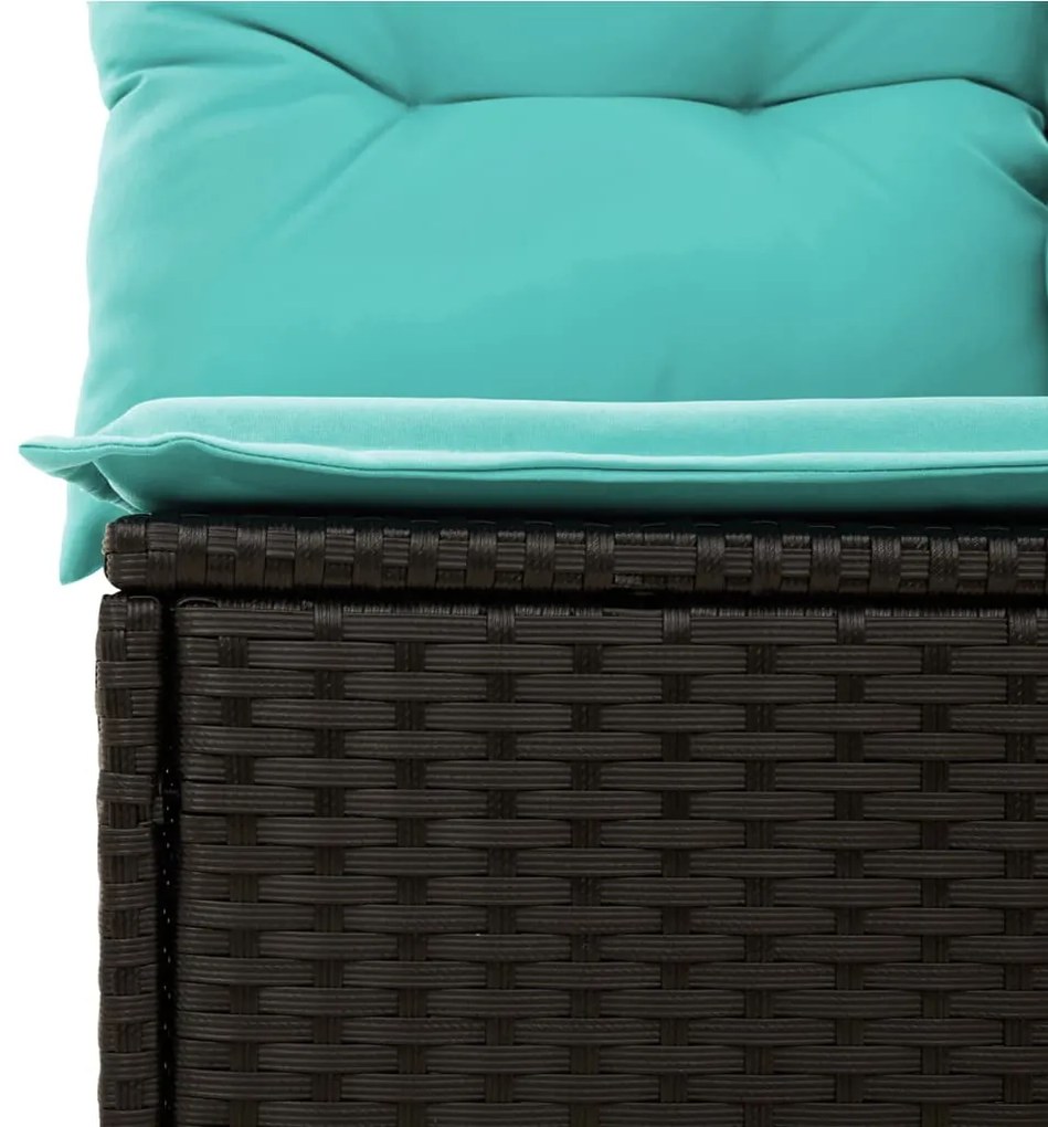 8 pcs conjunto de sofás p/ jardim c/ almofadões vime PE preto