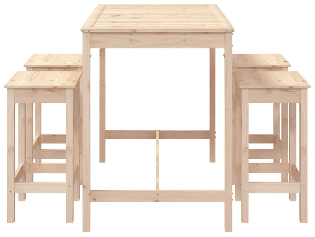 5 pcs conjunto de bar para jardim pinho maciço