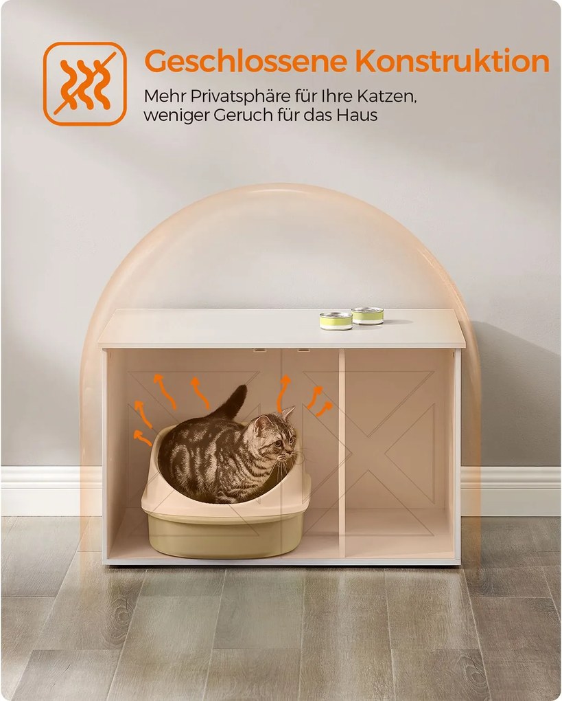 Armário para o caixa de areia gatos com divisória amovível 80 x 53 x 50 cm Branco