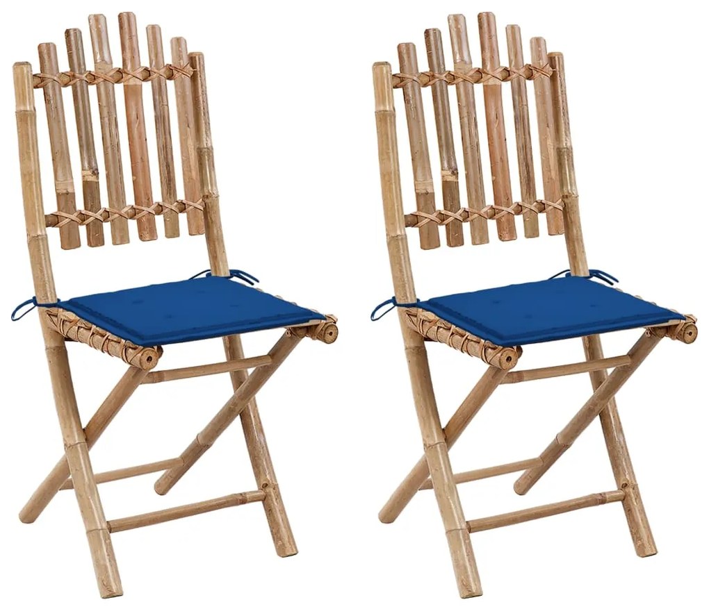 vidaXL Cadeiras de jardim dobráveis c/ almofadões 2 pcs bambu