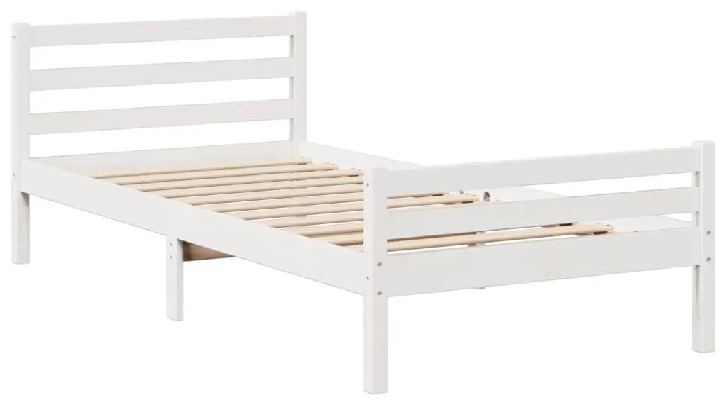 Cama com estante sem colchão 100x200 cm pinho maciço branco