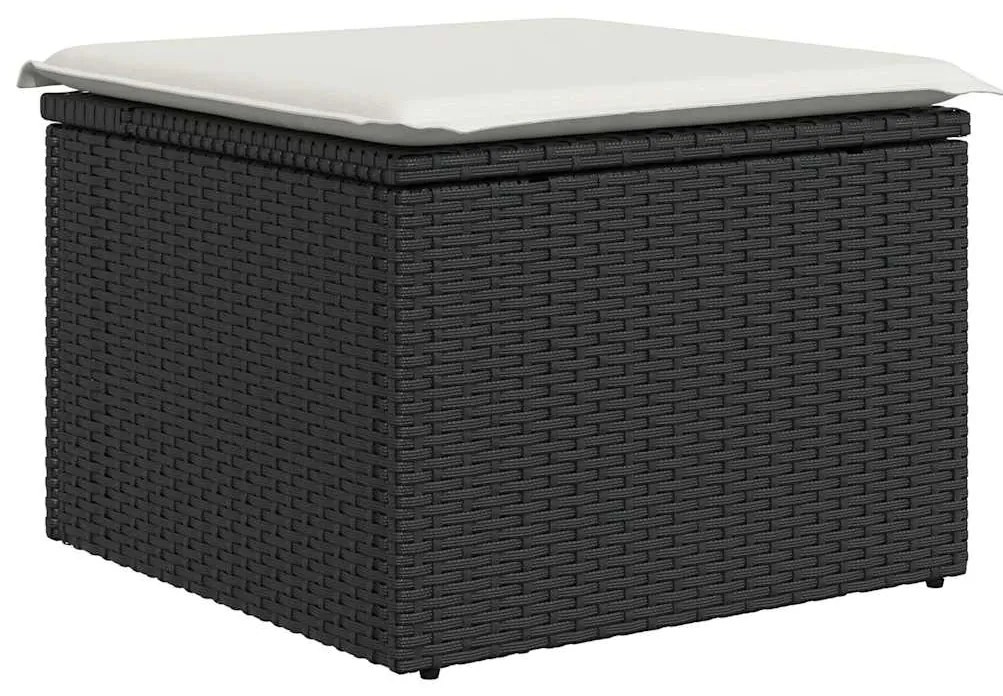 11 pcs conjunto sofás de jardim c/ almofadões vime PE preto