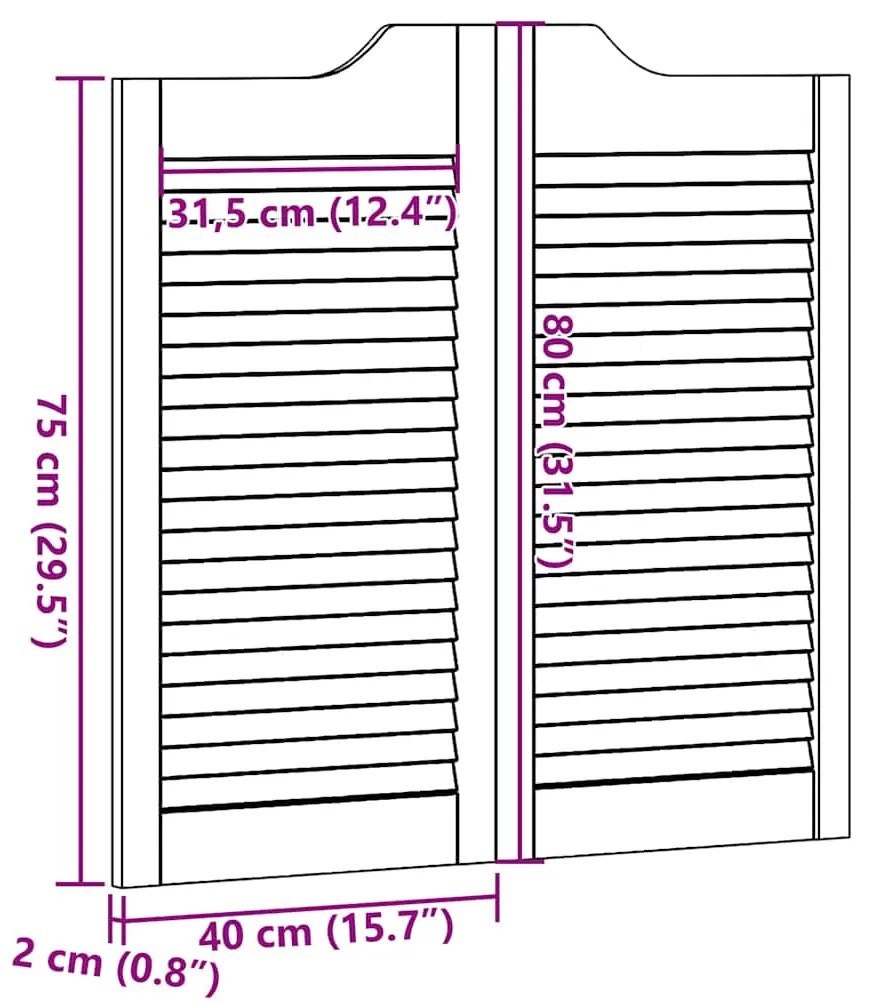 Portas de batente design de persiana 2-Par 80x80 cm branco