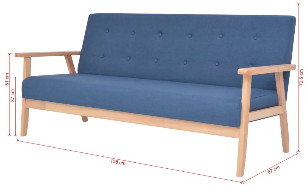 Conjunto de sofás 2 pcs tecido azul