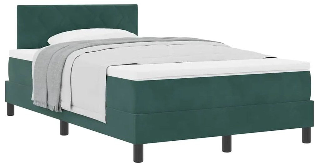 Cama Box com Colchão vidaXL Verde Escuro Pequeno Duplo Veludo
