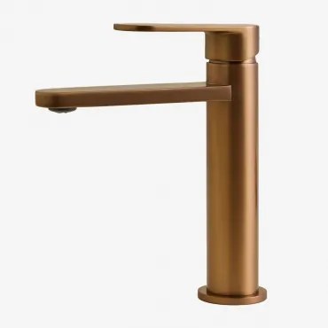 Torneira Para Lavatório De Latão Alameda Ouro Rosa Escovado & ↑20 Cm - Sklum