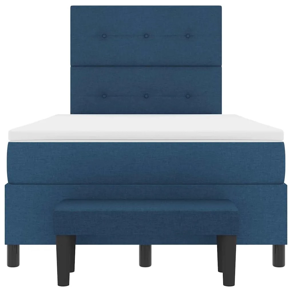 Cama Box com Colchão e Banco Azul 120x200 cm Tecido