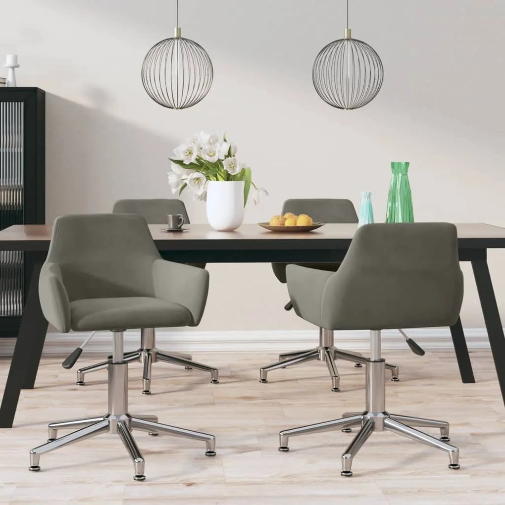 vidaXL Cadeiras de jantar giratórias 4 pcs veludo cinzento-escuro