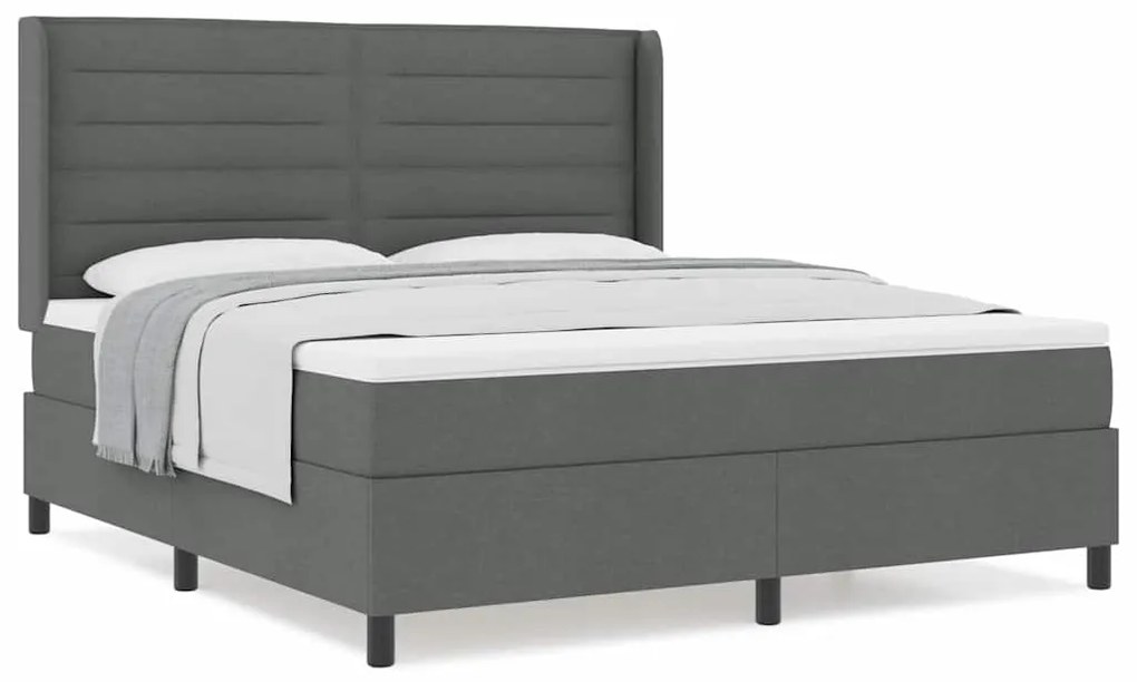 Cama Box com Colchão Cinza Escuro 180x200 cm em Tecido