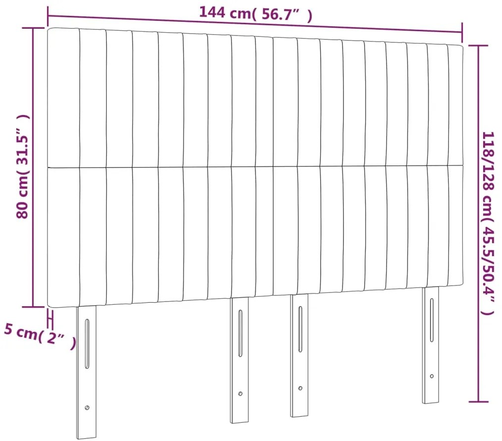 Cabeceira de cama 4 pcs tecido 72x5x78/88 cm cinzento-escuro