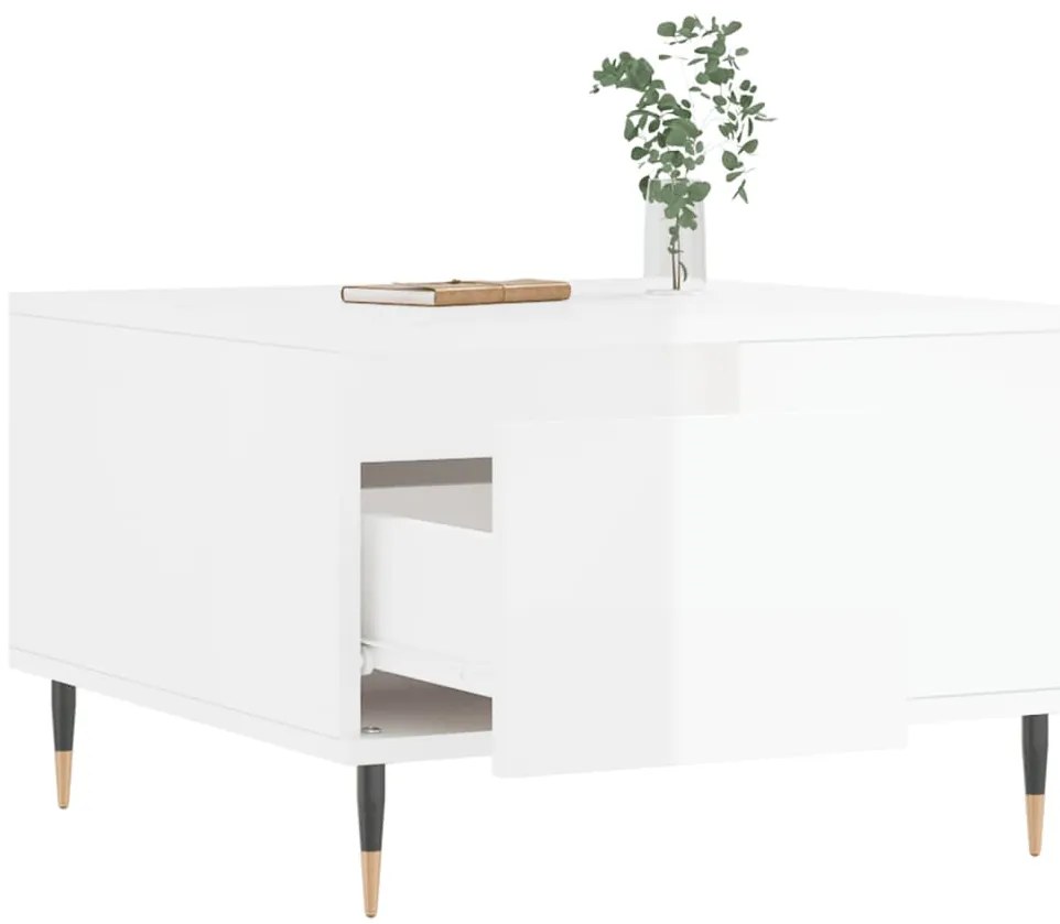Mesa de centro 55x55x36,5 cm derivados madeira branco brilhante