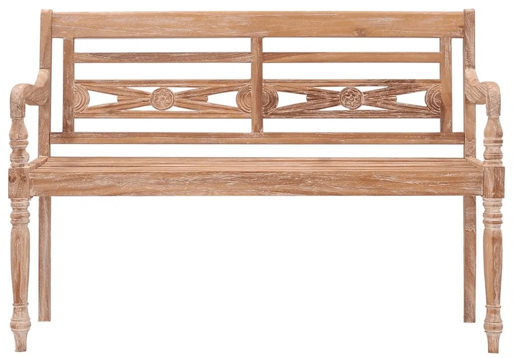 Banco Batávia 120 cm madeira de teca maciça branco lavado