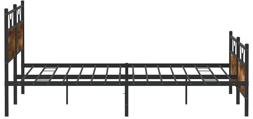 Estrutura de cama sem colchão 200x200cm metal carvalho fumado