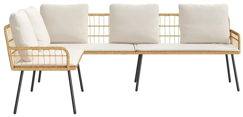 Sofá em L vidaXL Natural 231x173x78 cm de Rattan Sintético