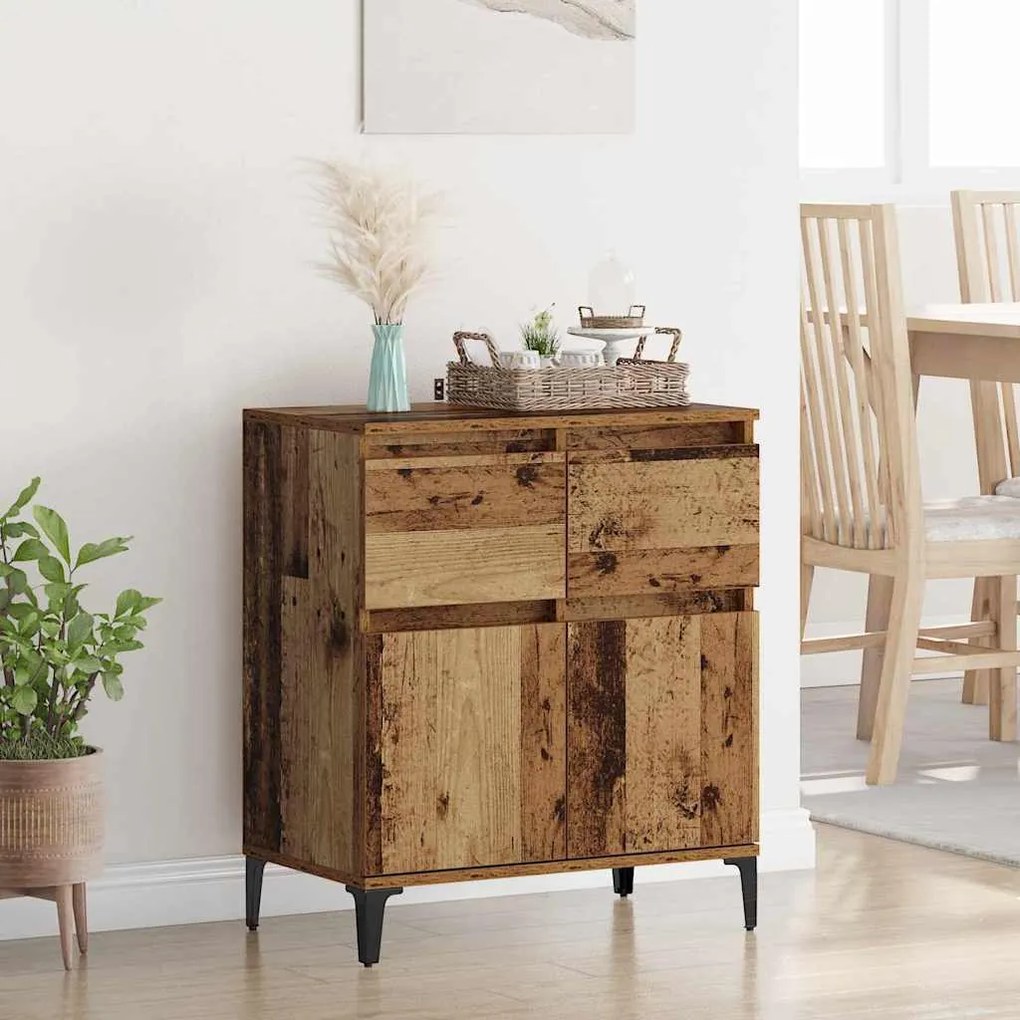 vidaXL Buffet com gaveta Madeira Antiga 60 x 35 x 70 cm