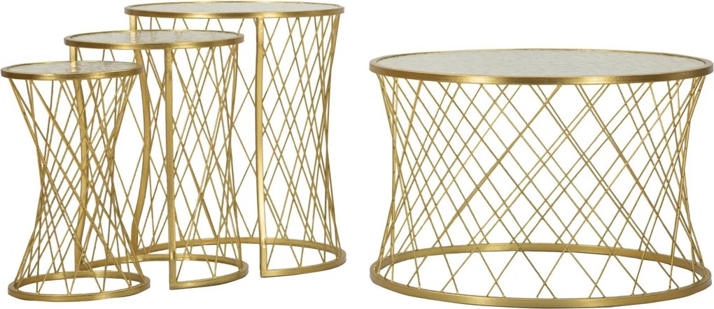 CONJUNTO DE 4 MESAS NOAH DOURADO Ø 70X45-47X54,5-36x50-28x45 CM