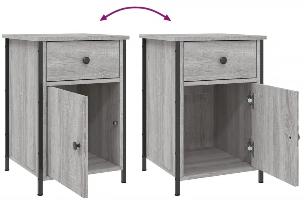 Mesa de cabeceira 40x42x60 cm derivados madeira cinzento sonoma