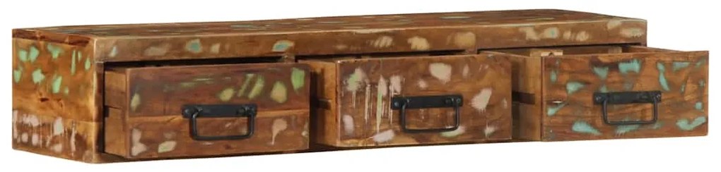 Armário de TV para parede 100x30x19cm madeira recuperada maciça