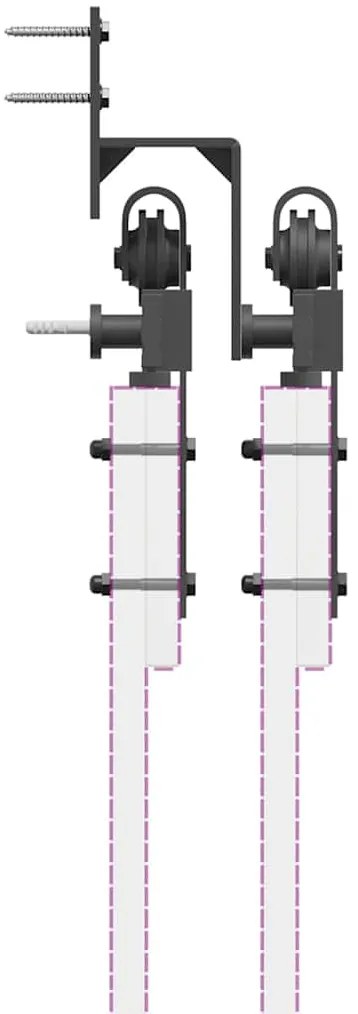 Kit de ferragens para porta deslizante 213,5 cm aço preto