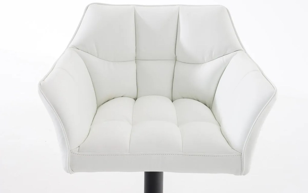 Banco de bar Damaso em couro sintético e com estrutura preta 64 x 88-113 x 45 cm Branco