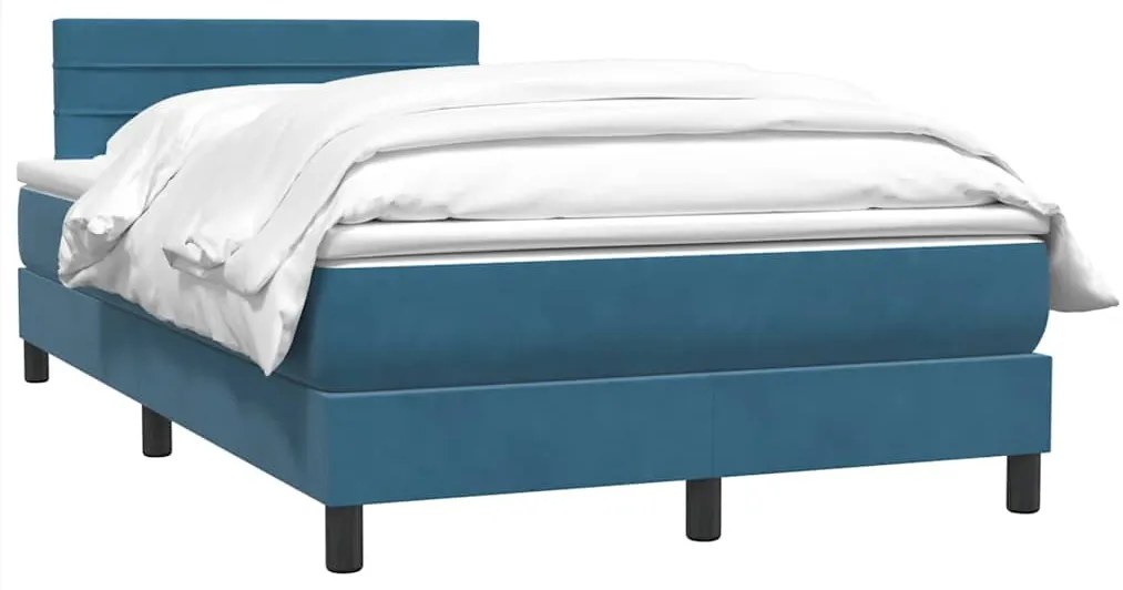 Cama com molas/colchão 120x210 cm veludo azul-escuro
