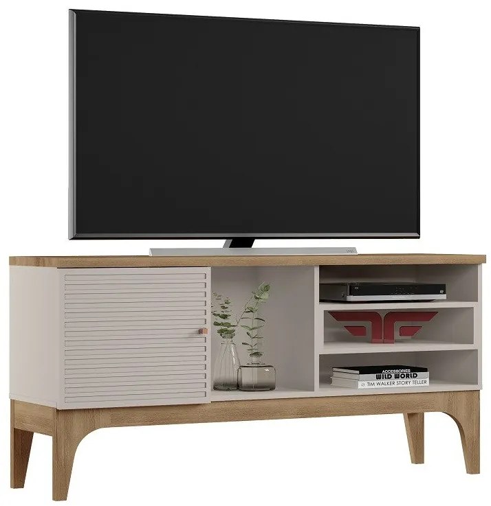 Móvel TV LISBOA – 136x36,5x67,3 cm – MDP Casca de Ovo e Cedro com Port