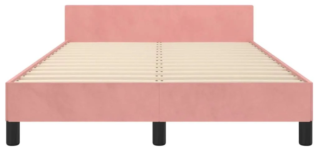 Estrutura de cama com colchão 120x190 cm veludo rosa
