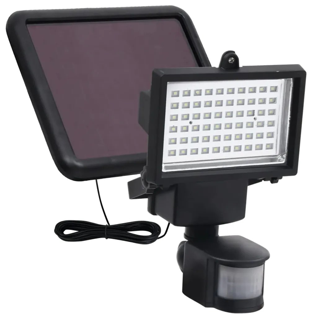 vidaXL Holofote LED para jardim a energia solar com sensor preto