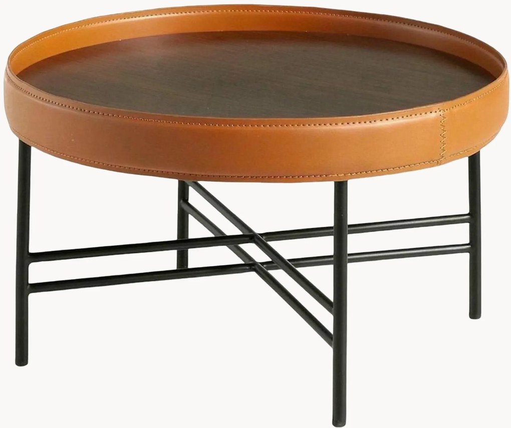 Mesa de centro redonda em pele sintética Miyako