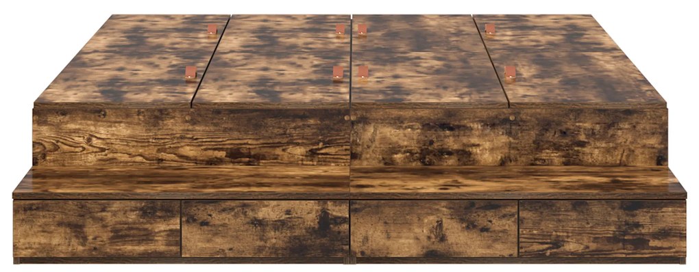 Estrado de Cama com Arrumação em Carvalho Fumado 135x190 cm