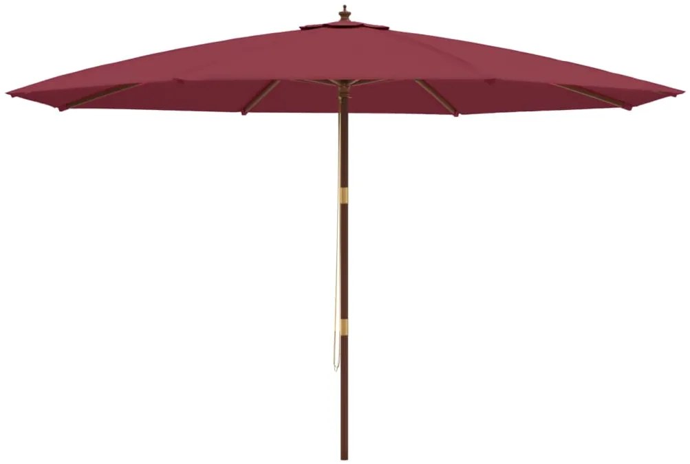 Guarda-sol de jardim c/ poste madeira 400x273 cm bordô