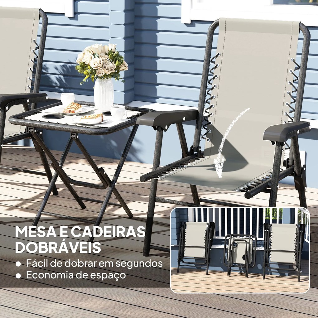 Conjunto De Mesa E Cadeiras De Jardim Móveis De Exterior Dobrável – Li