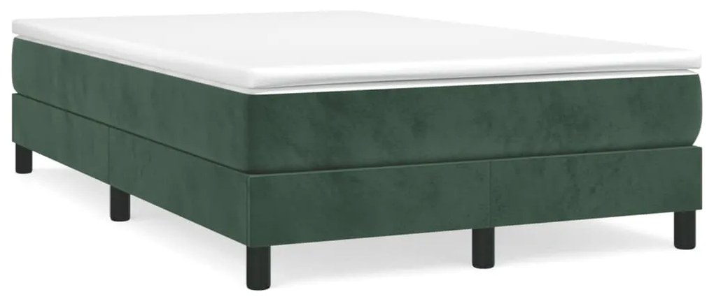 Cama boxspring com colchão 120x190 cm veludo verde-escuro