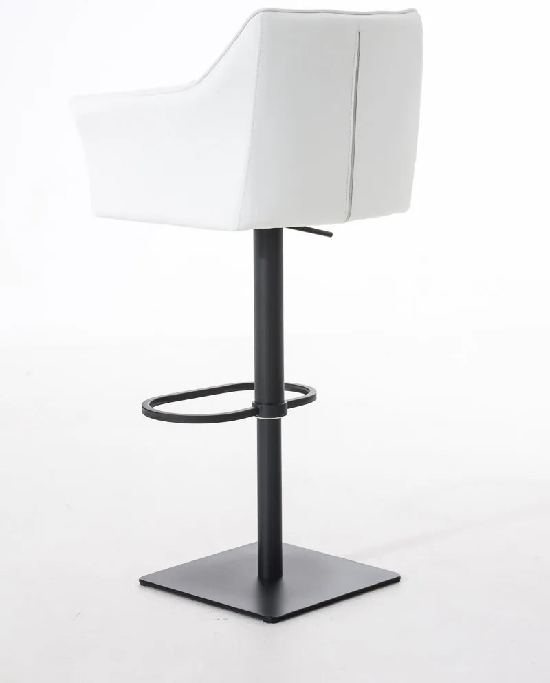 Banco de bar Damaso em couro sintético e com estrutura preta 64 x 88-113 x 45 cm Branco