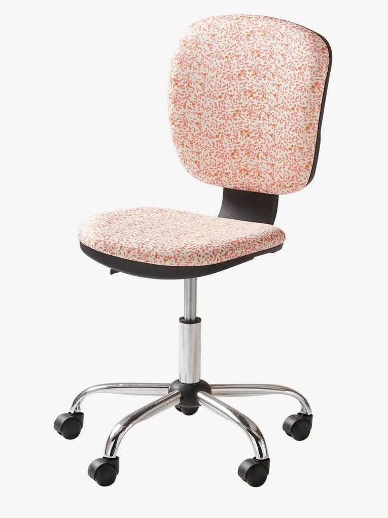 Cadeira de secretária com rodas rosa medio estampado