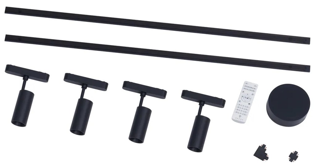 Sistema de iluminação de trilho moderno com 4 focos pretos monofásicos 200 cm - Magnetic Gert