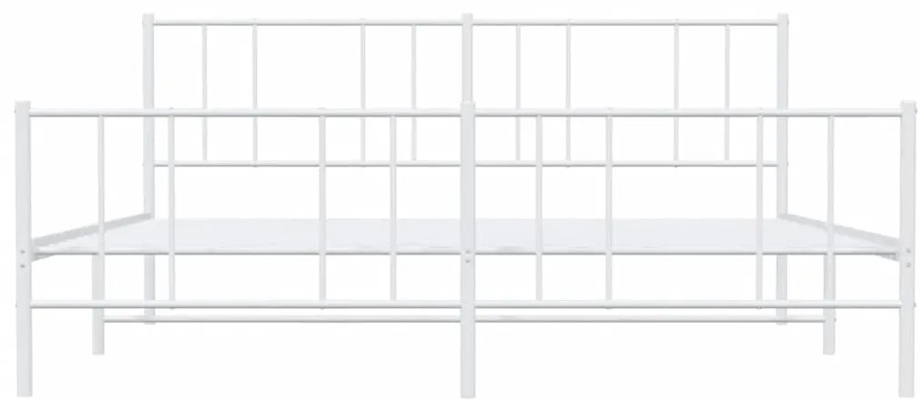 Estrutura de cama com cabeceira e pés 183x213 cm metal branco