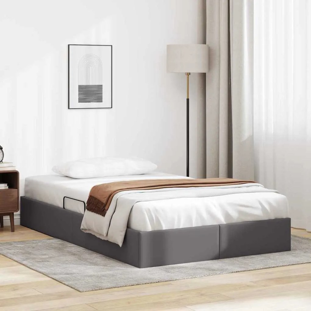 vidaXL Cama com Armazenamento Cinzeto 120 x 200 cm Couro sintético