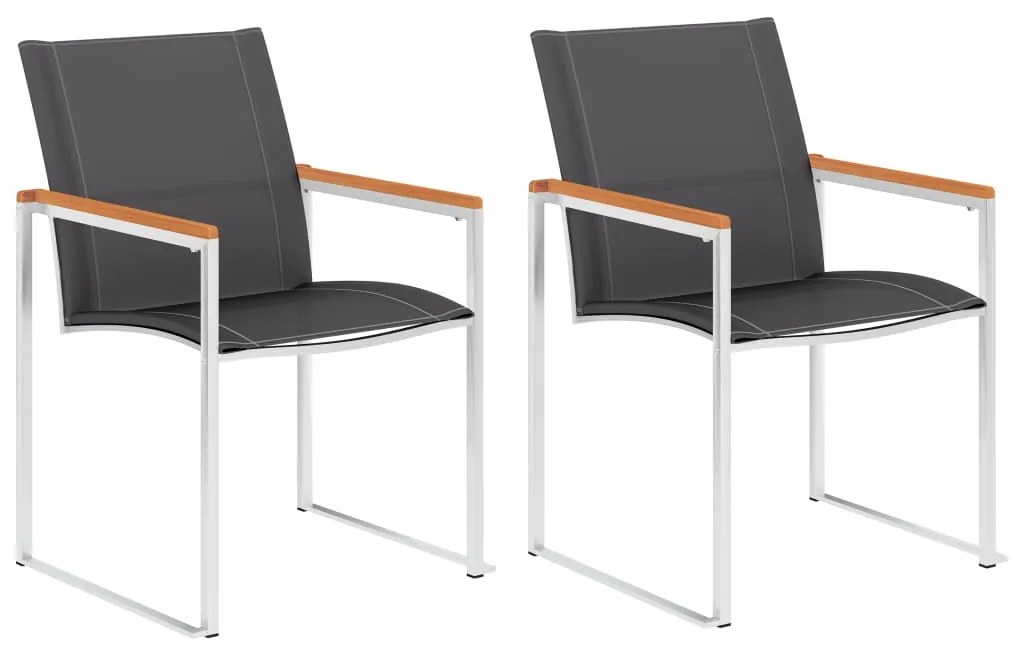 vidaXL Cadeiras de jardim 2 pcs textilene e aço inoxidável cinzento