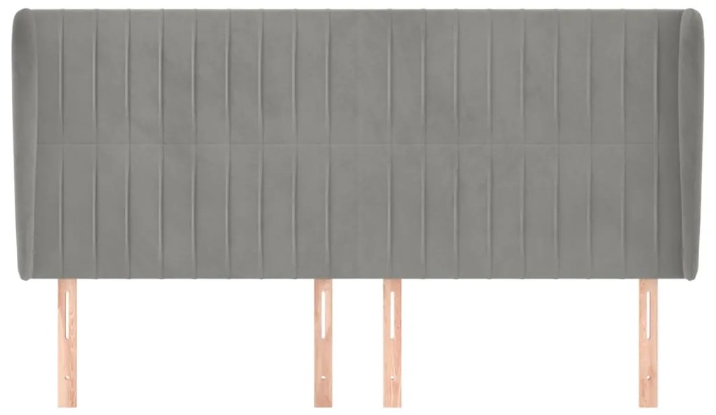 Cabeceira cama c/ abas veludo 163x23x118/128 cm cinzento-claro
