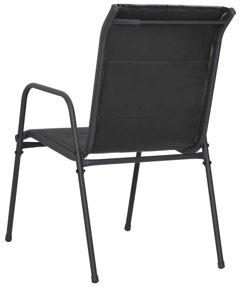 Cadeiras de jardim 6 pcs aço e textilene preto