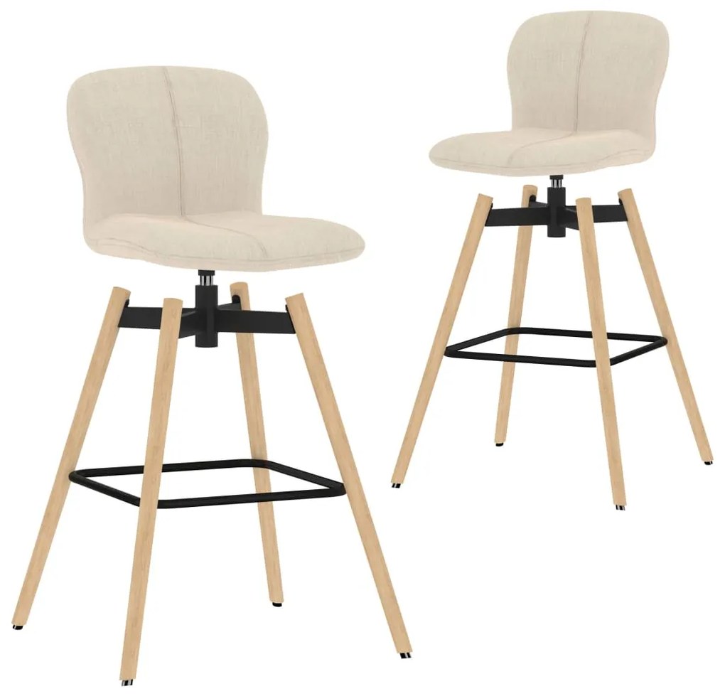 vidaXL Cadeiras de bar giratórias 2 pcs tecido cor creme