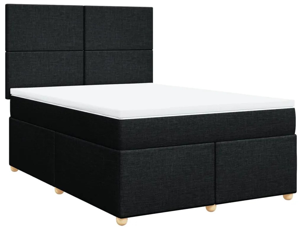 Cama com molas/colchão 140x200 cm tecido preto