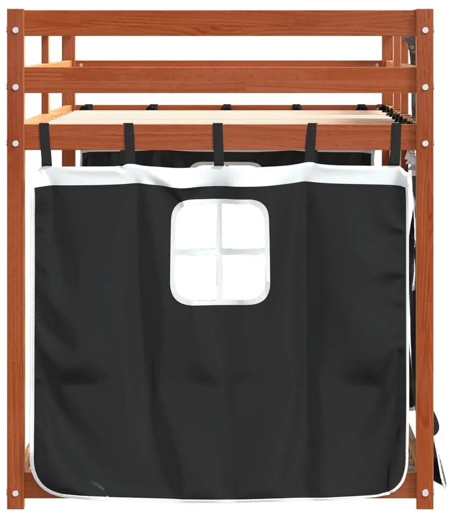 Beliche com cortinas 75x190 cm pinho maciço branco e preto