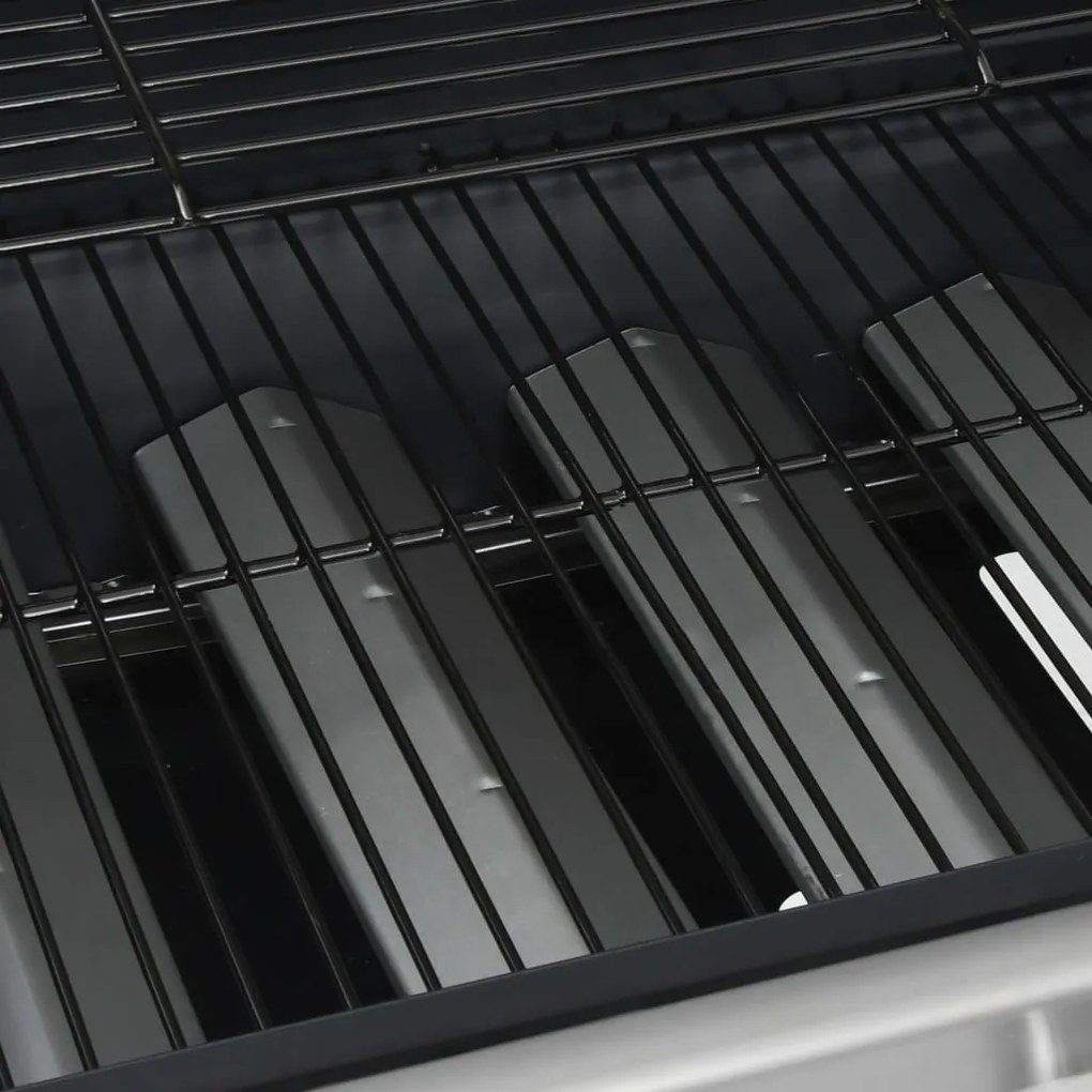 Grelhador/barbecue a gás 4+1 zonas de cozinhar preto e prateado